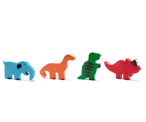 Fair Trade Wooden Mammoth Dinosaur Toy Blue