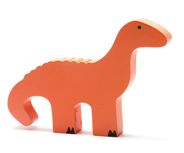 Fair Trade Wooden Diplodocus Dinosaur Toy Orange