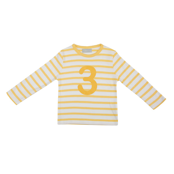 Buttercup & White Striped Number 3 T Shirt