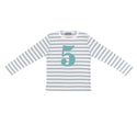 Grey & White Striped Number 5 T Shirt