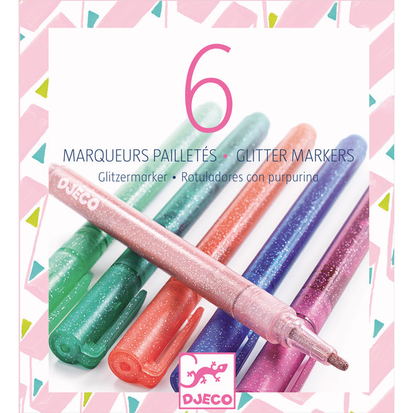 6 Glitter Markers - Sweet