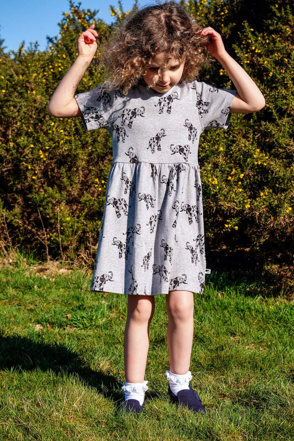 Organic Cotton Dress Geometric Elephants