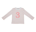 Dusty Pink & White Striped Number 3 T Shirt