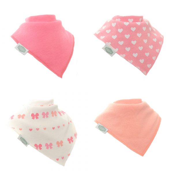 Hearts & Bows 4pk - Bandana Dribble Bibs