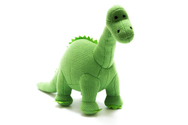 Mini Knitted Rattle, Green Diplodocus