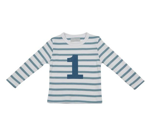 Ocean Blue & White Striped Number 1 T Shirt