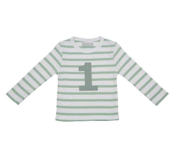Seafoam & White Striped Number 1 T Shirt