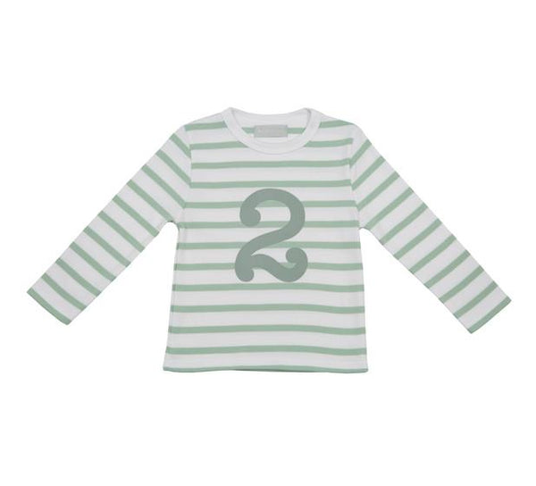 Seafoam & White Striped Number 2 T Shirt