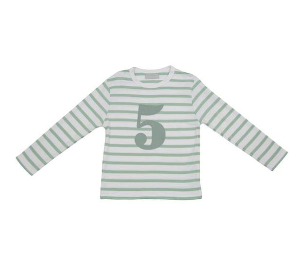 Seafoam & White Striped Number 5 T Shirt