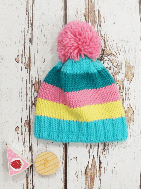 Pastel Stripe Bobble Hat