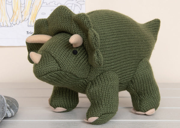 Moss Green Medium Knitted Triceratops