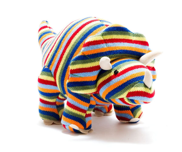 Medium Knitted Triceratops Rainbow Stripes